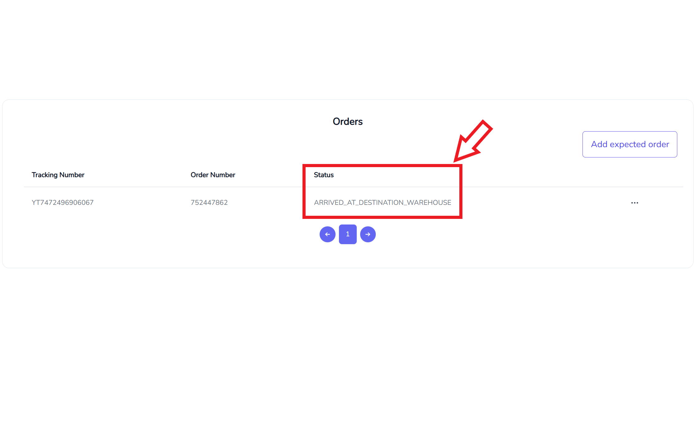 Check the status of the goods in Status. We will transport the goods according to your choice. Please wait for us to transport the package to our office. We will have customer service personnel to contact you to pick up the goods and pay the freight. - Screen 1